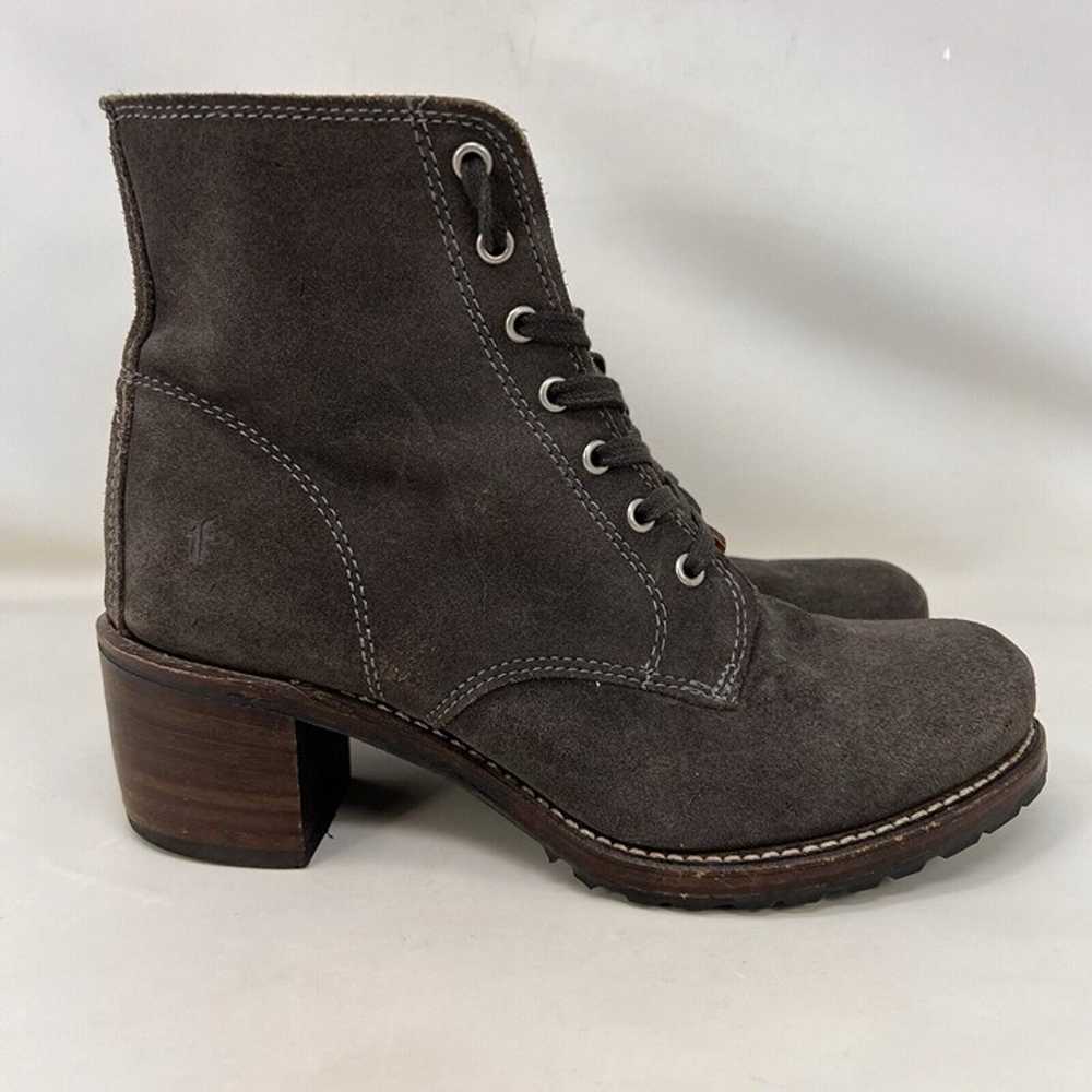 Frye Sabrina Distressed Suede Heeled Boots Gray W… - image 1