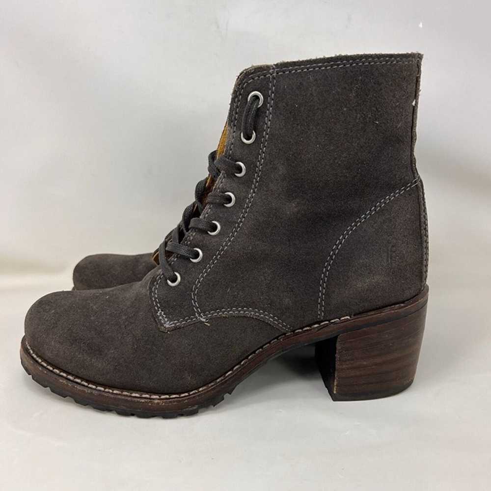 Frye Sabrina Distressed Suede Heeled Boots Gray W… - image 2