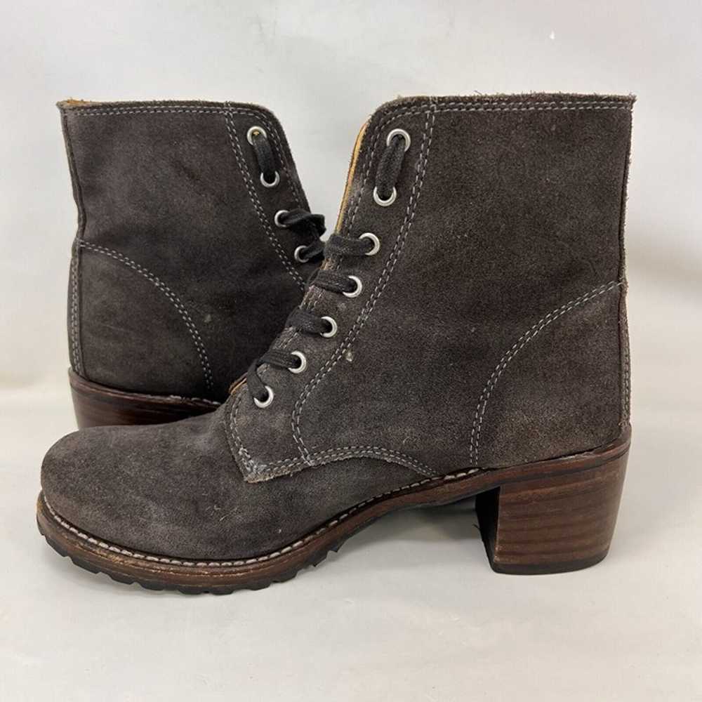 Frye Sabrina Distressed Suede Heeled Boots Gray W… - image 5