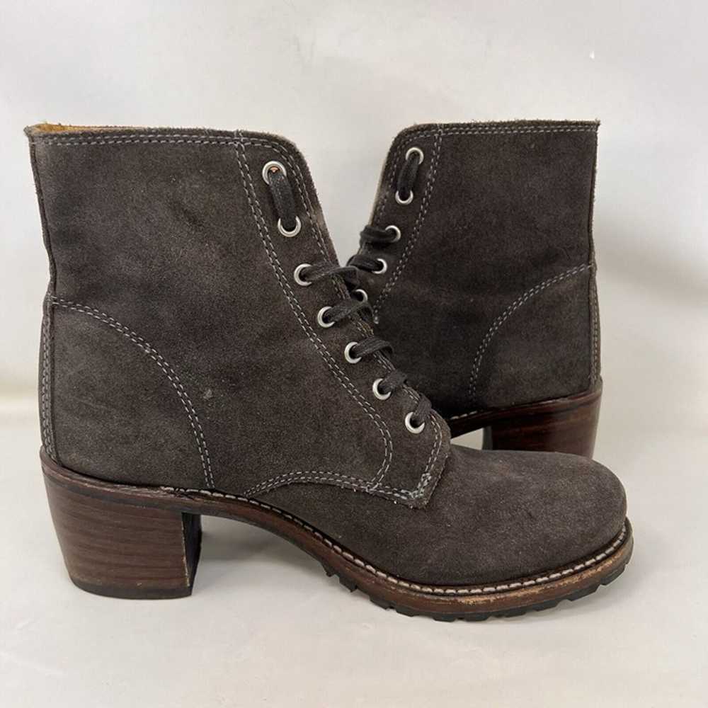 Frye Sabrina Distressed Suede Heeled Boots Gray W… - image 6