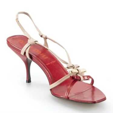 Miu Miu Women's Red and Tan Mules