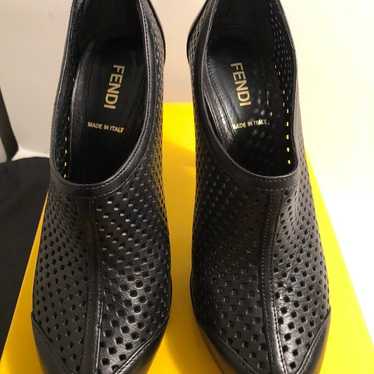 Fendi Perforated Black Leather Bootie