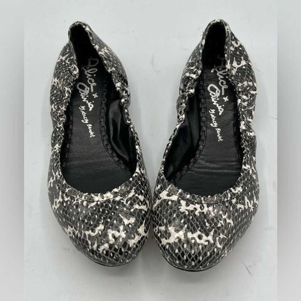 ALICE + OLIVIA Snakeskin Ballet Flats Black White… - image 12