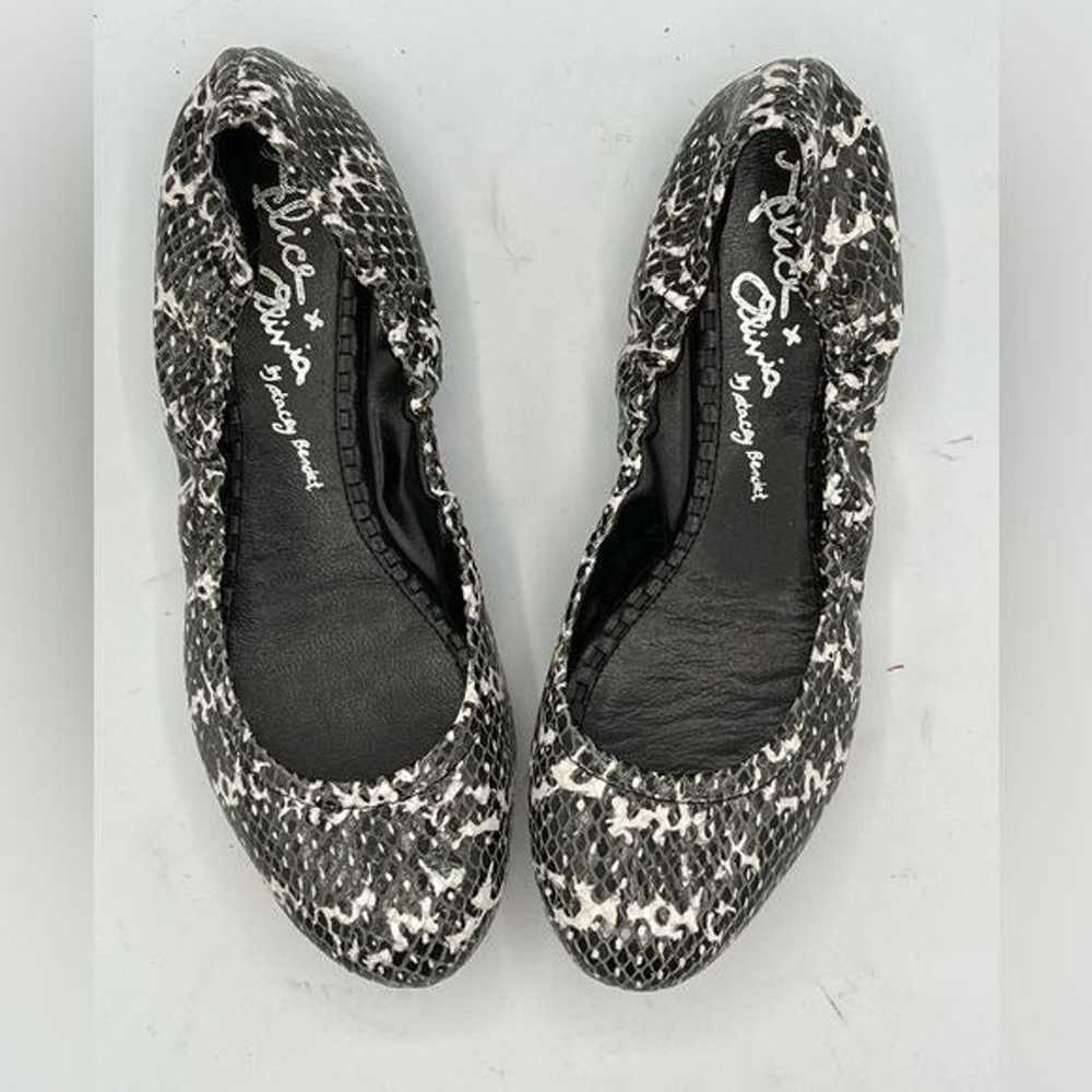 ALICE + OLIVIA Snakeskin Ballet Flats Black White… - image 9