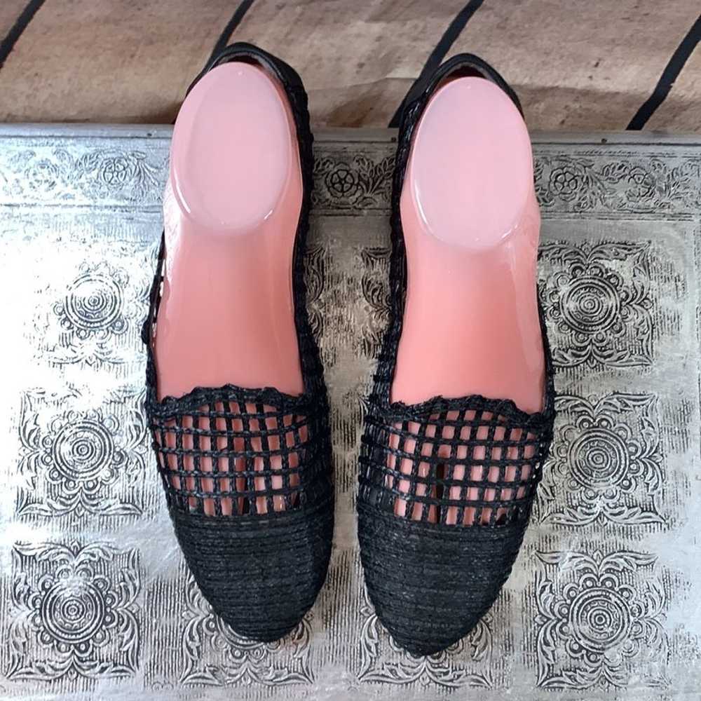 Stuart Weitzman Black Woven Leather Shoes Size 10N - image 2