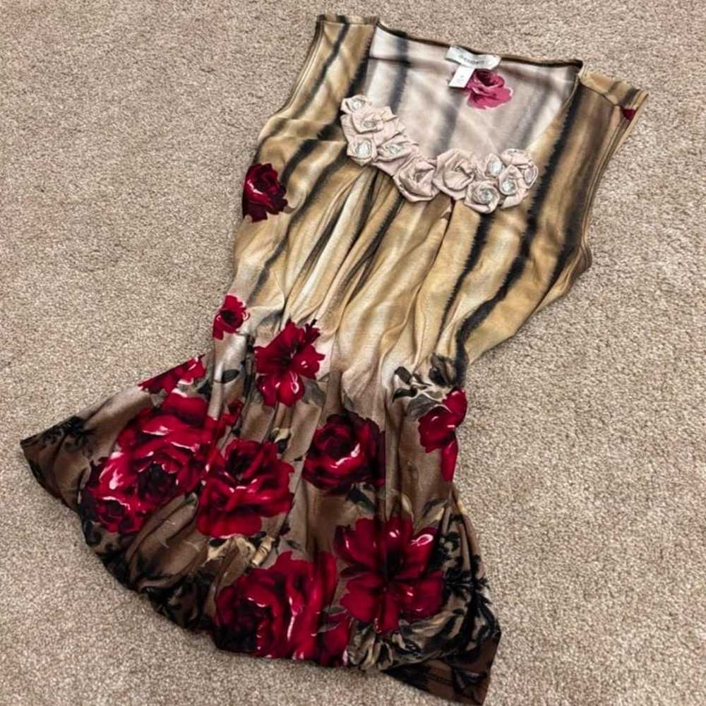 Vintage Y2K Tan and red floral tank - image 1