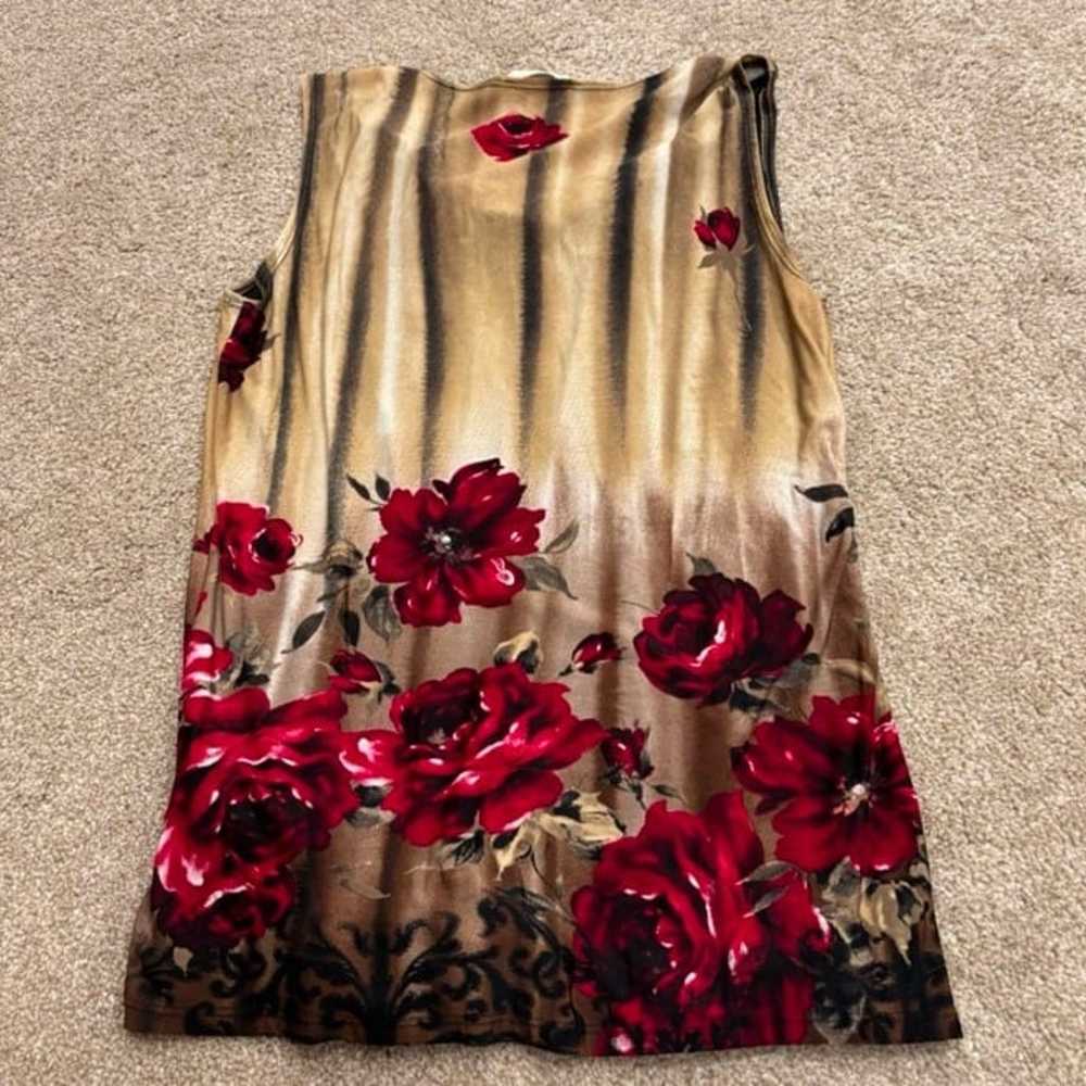 Vintage Y2K Tan and red floral tank - image 3