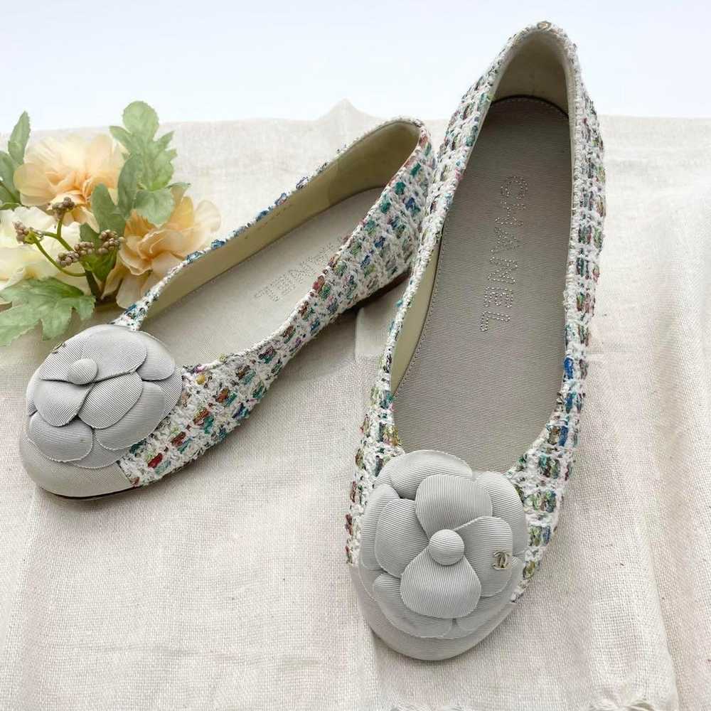 【Excellent Condition】CHANEL Tweed Flat Shoes Ball… - image 3