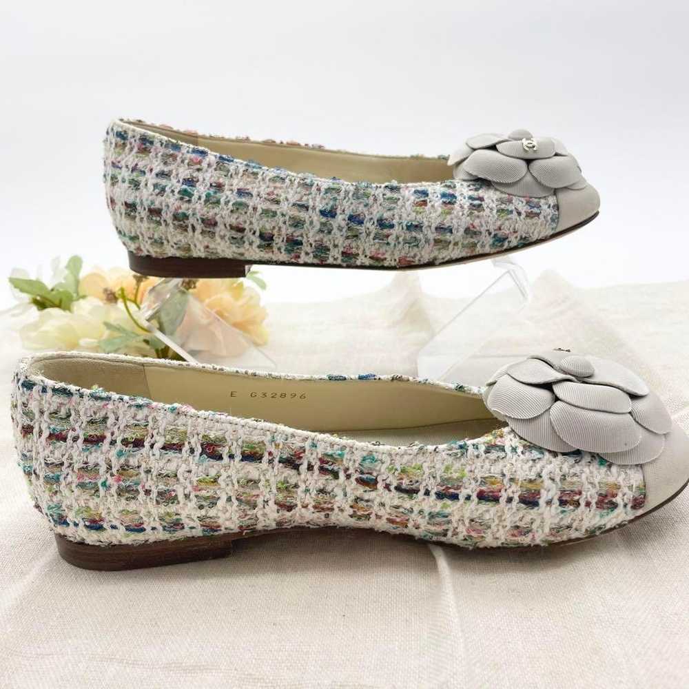 【Excellent Condition】CHANEL Tweed Flat Shoes Ball… - image 7