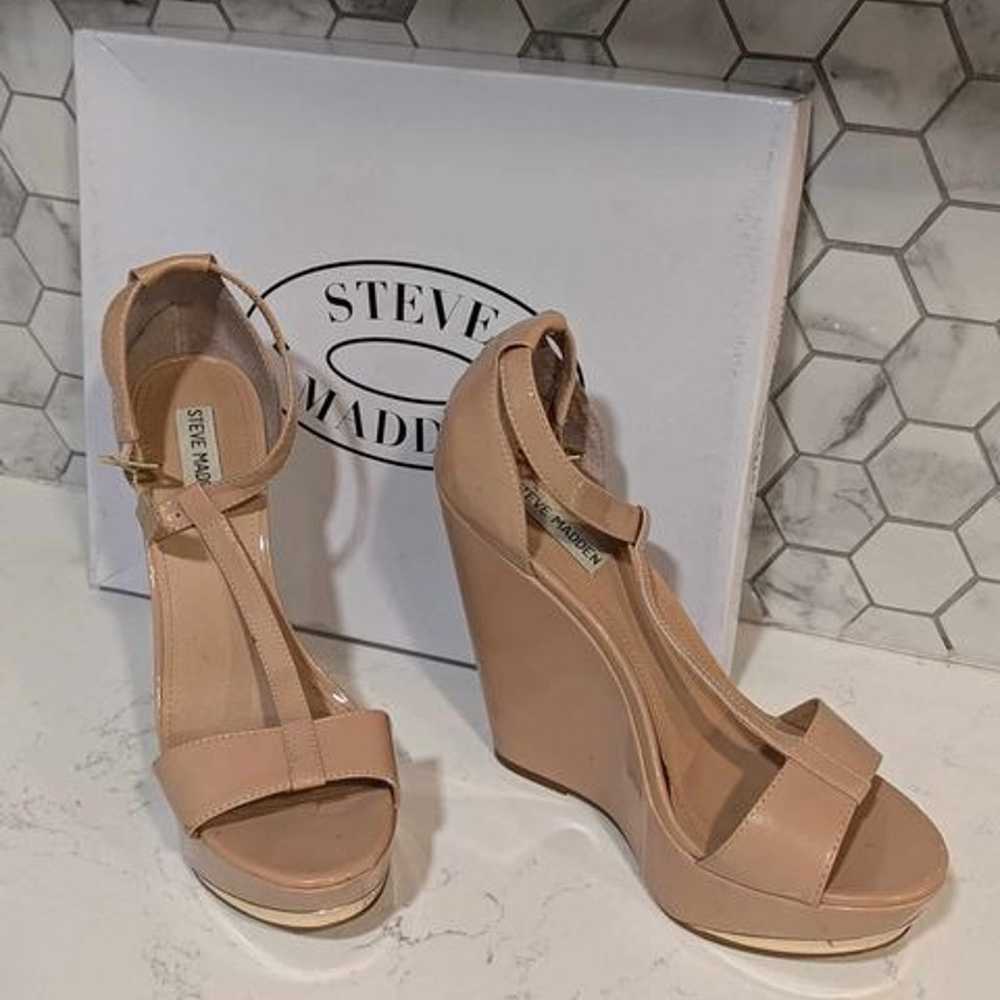 Steve Madden Wedge Patent Leather Beige - image 1