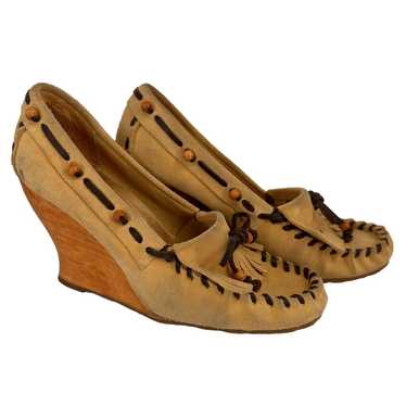 Sam Edelman Angelina Suede Wood Wedge Moccasins Si