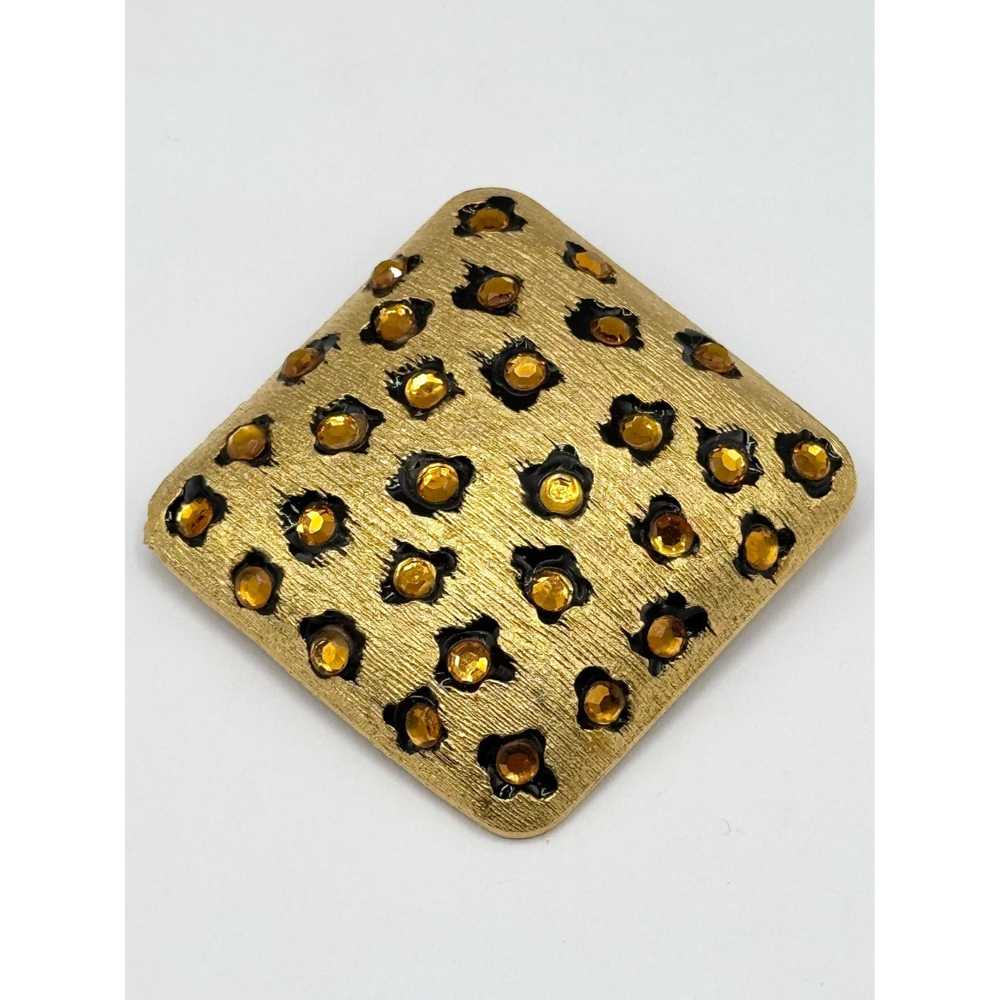 Vintage Vintage Craft Rhinestone enamel leopard b… - image 2