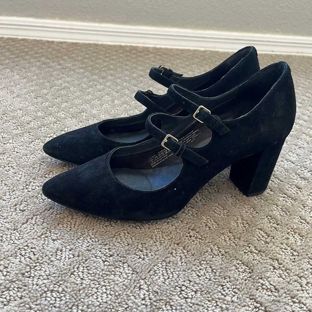 Rockport Black Double Strap Suede Leather Pumps S… - image 1