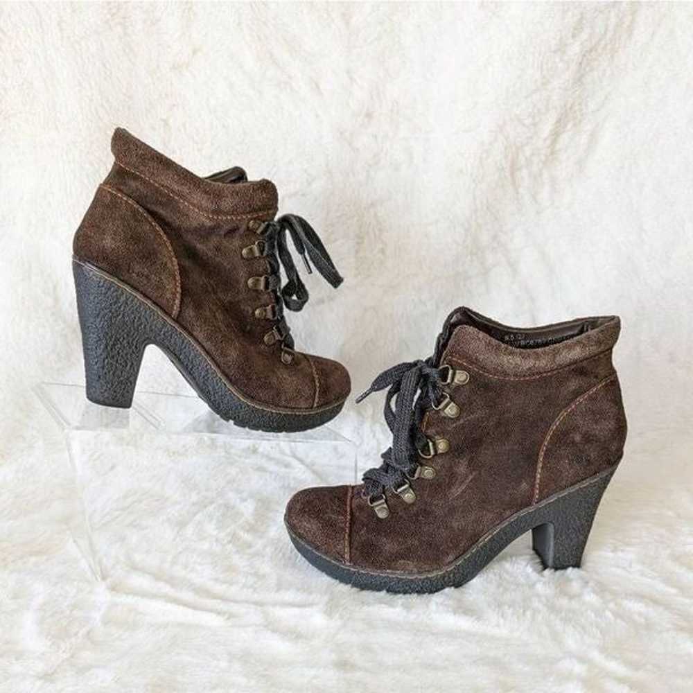 BOC Barn Womens Heeled Ankle Boots Suede Brown Si… - image 1