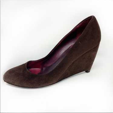 Miu Miu Chocolate Oxblood Suede Wedge Heels Euro … - image 1