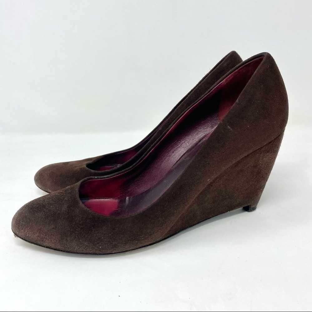 Miu Miu Chocolate Oxblood Suede Wedge Heels Euro … - image 2