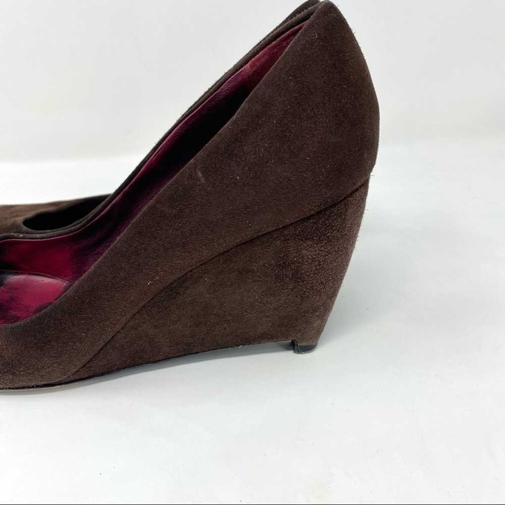 Miu Miu Chocolate Oxblood Suede Wedge Heels Euro … - image 3