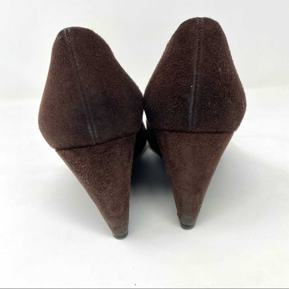 Miu Miu Chocolate Oxblood Suede Wedge Heels Euro … - image 4