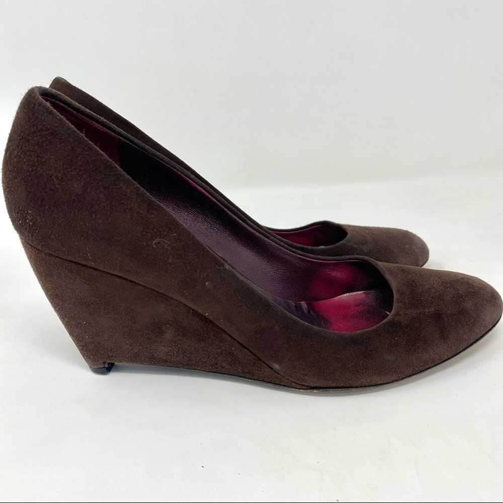 Miu Miu Chocolate Oxblood Suede Wedge Heels Euro … - image 5