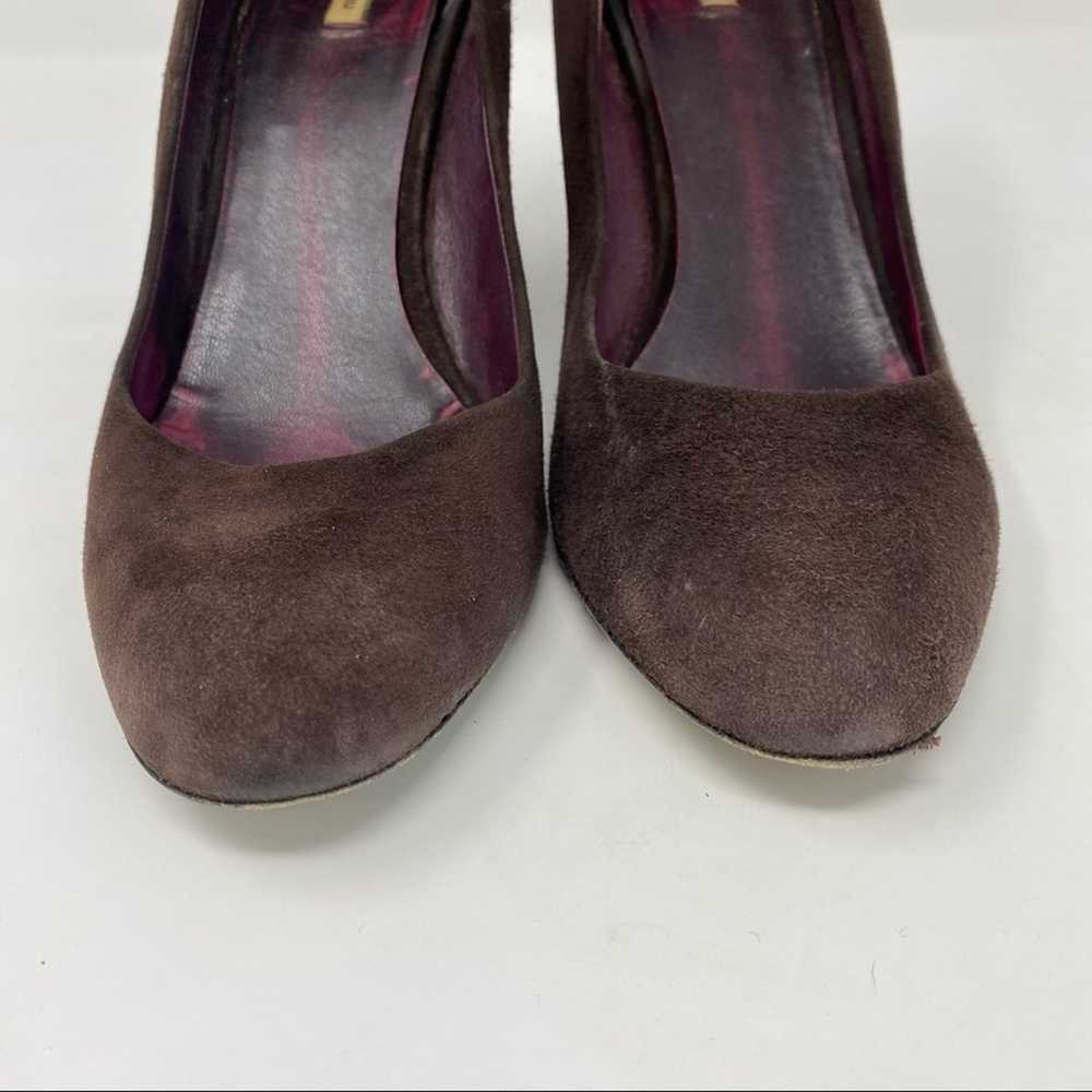 Miu Miu Chocolate Oxblood Suede Wedge Heels Euro … - image 6