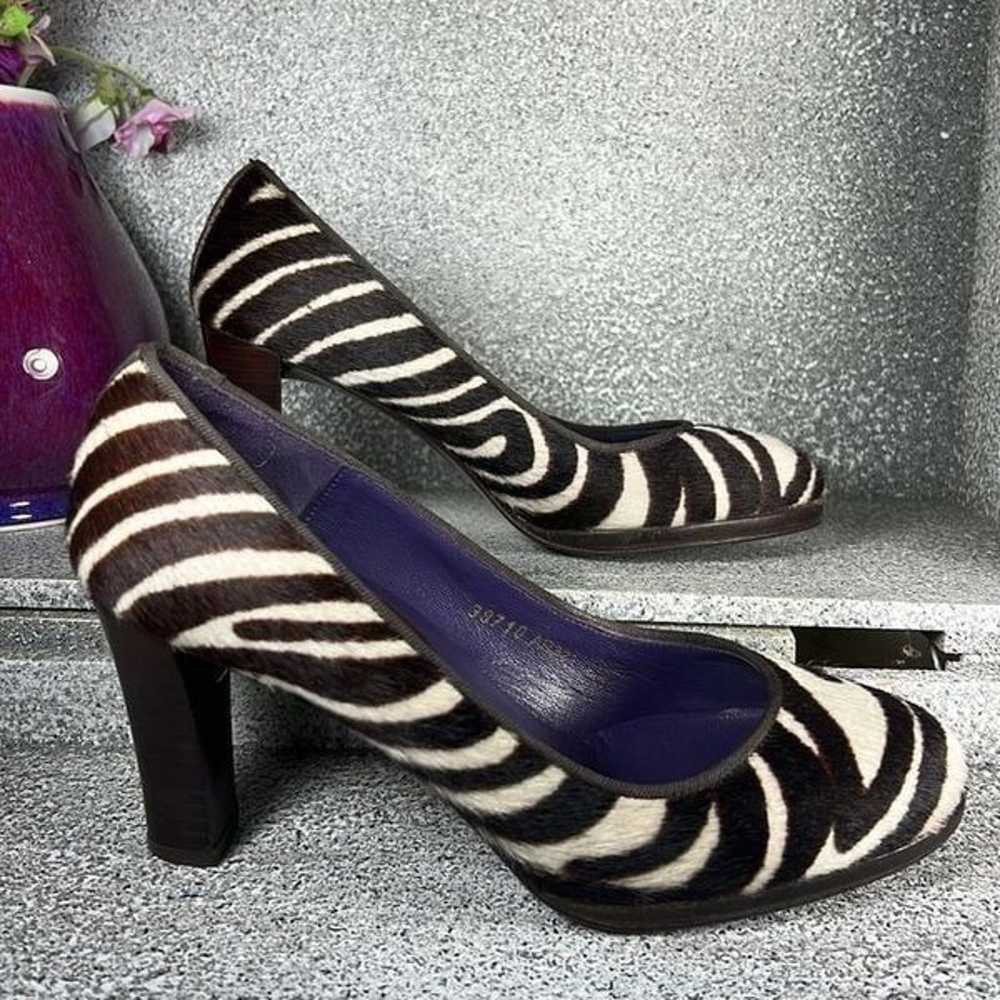 Boden Zebra Fuzzy Brown & White Zebra Print Heels… - image 1