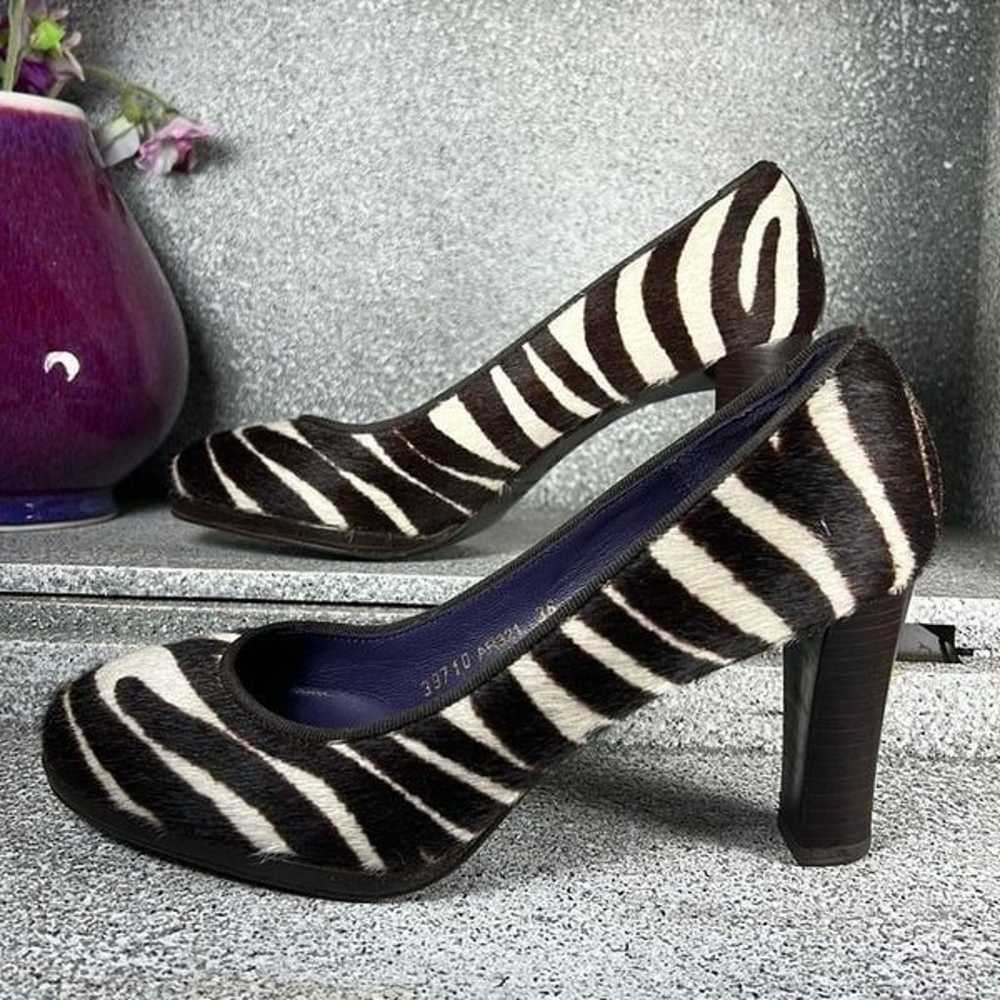 Boden Zebra Fuzzy Brown & White Zebra Print Heels… - image 2