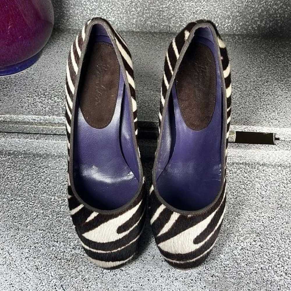 Boden Zebra Fuzzy Brown & White Zebra Print Heels… - image 3