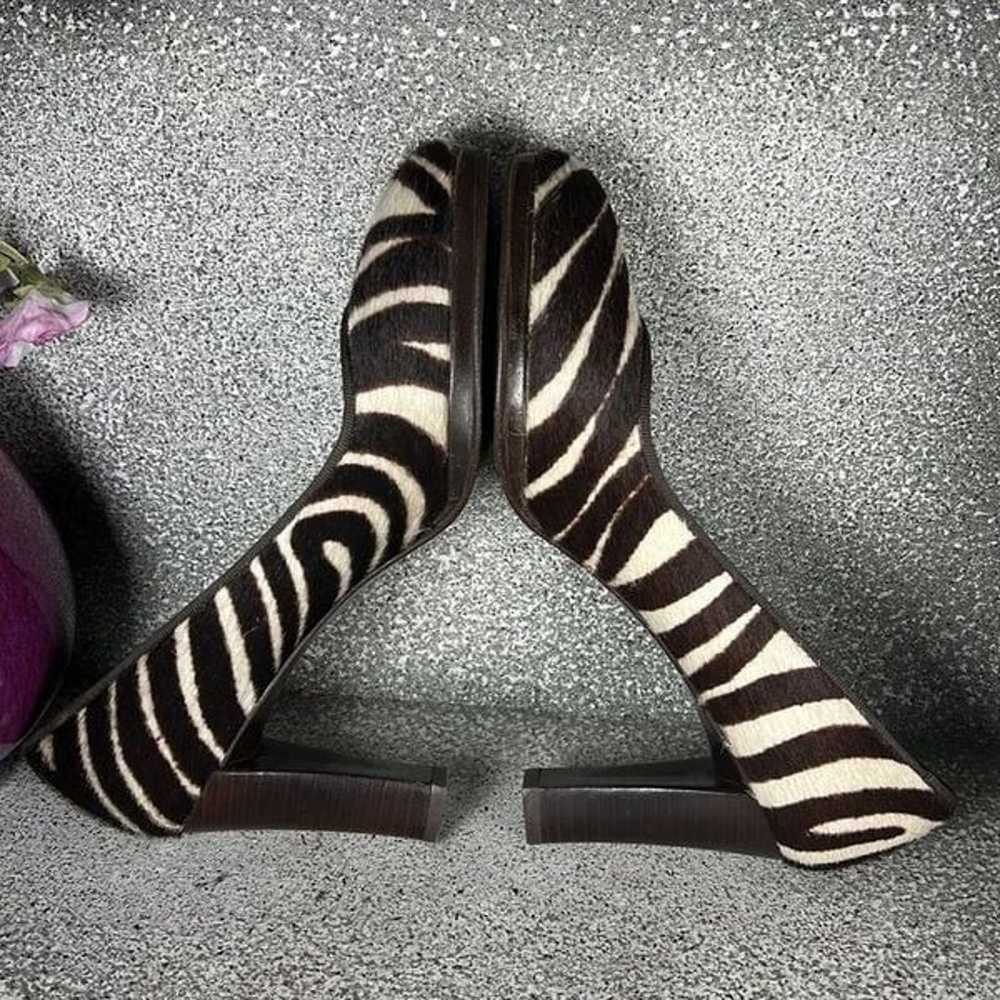 Boden Zebra Fuzzy Brown & White Zebra Print Heels… - image 5