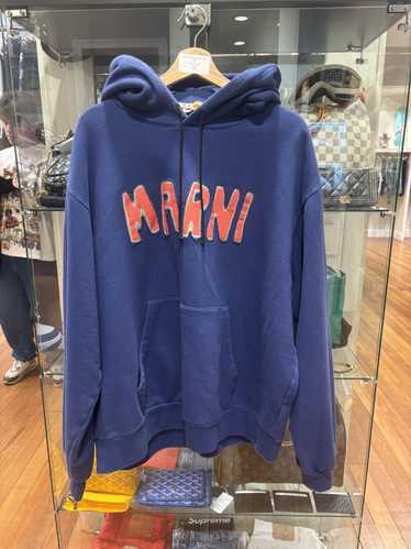 Marni Marni Distressed Hoodie Blue