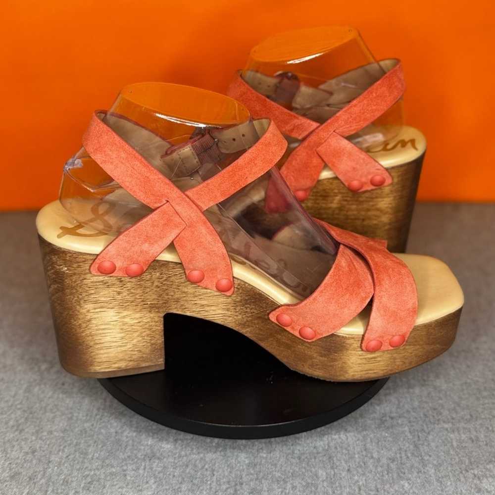 Sam Edelman Josefine Coral Pink Wood Block Chunky… - image 1