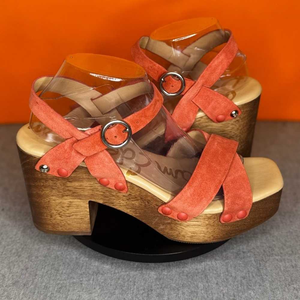 Sam Edelman Josefine Coral Pink Wood Block Chunky… - image 3