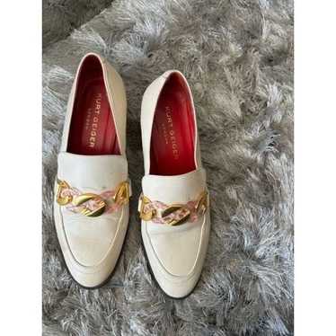 Kurt Geiger dress shoe loafers two tone pink gold 