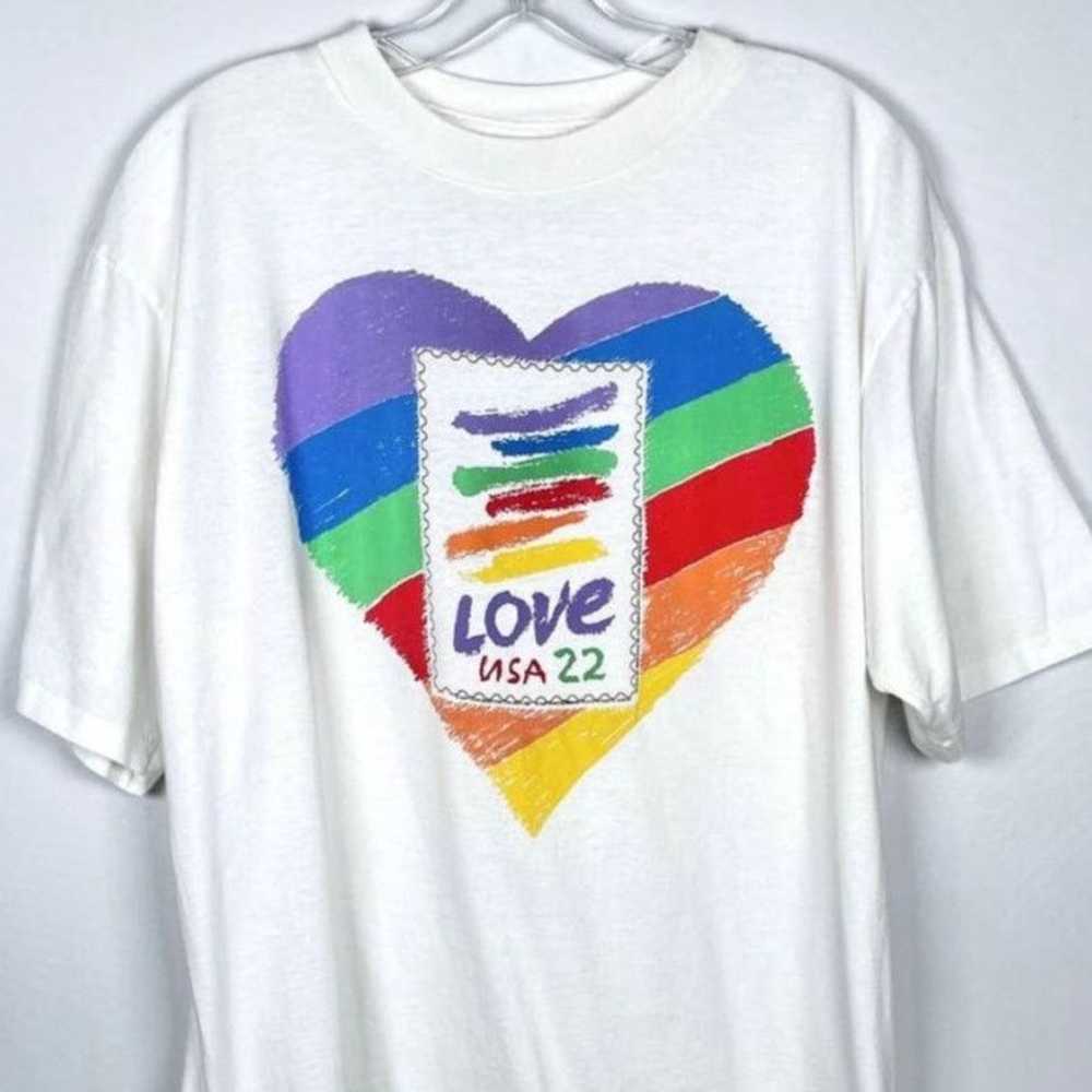 Other Vintage 1990 AllUSA Love USA 22 Stamp T-Shi… - image 1