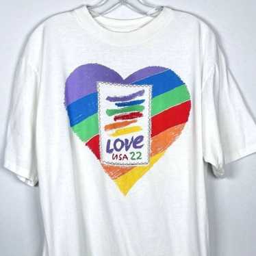 Other Vintage 1990 AllUSA Love USA 22 Stamp T-Shi… - image 1