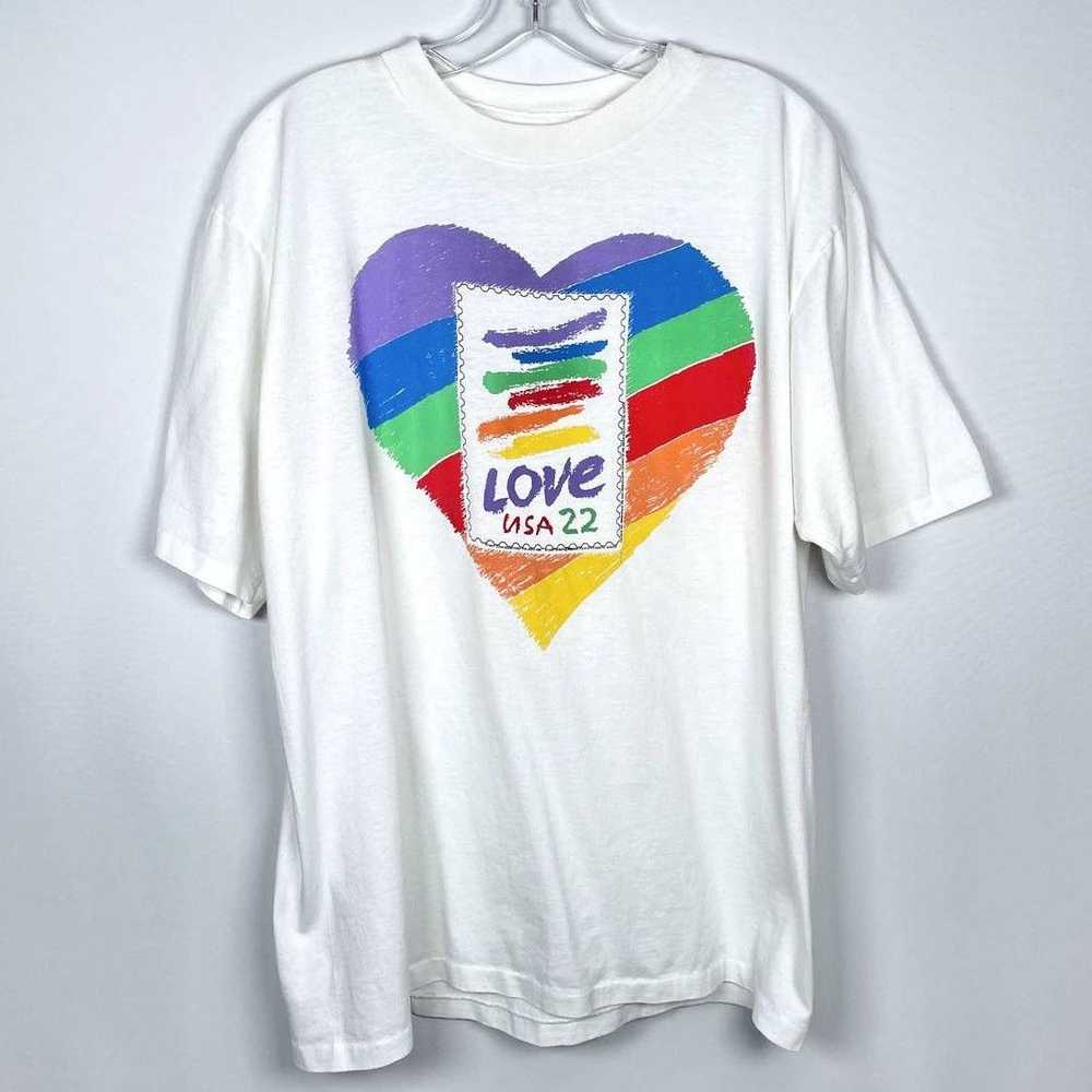 Other Vintage 1990 AllUSA Love USA 22 Stamp T-Shi… - image 2