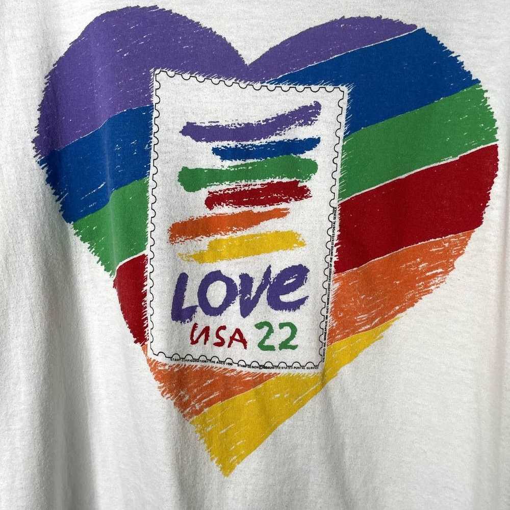 Other Vintage 1990 AllUSA Love USA 22 Stamp T-Shi… - image 4