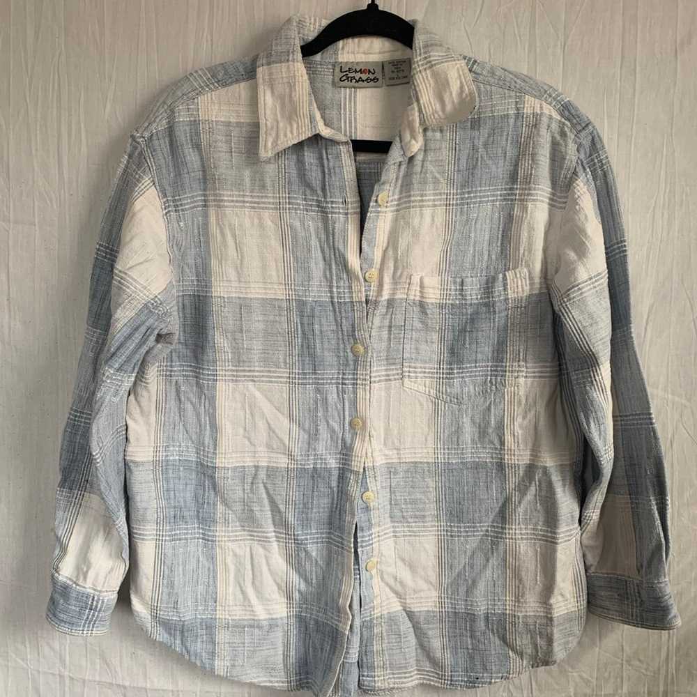 Vintage Lemon Grass 100% Cotton Button Down Shirt - image 1