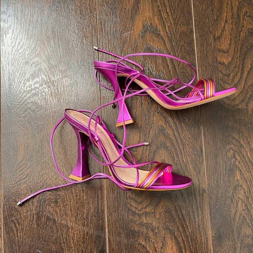 Schutz Bright Violet Arceli Metallic Leather Heel… - image 5