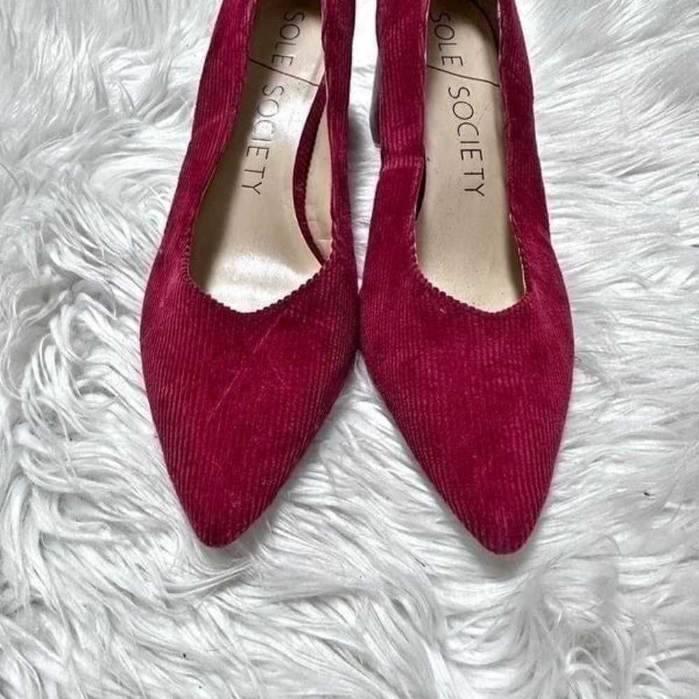 SOLE SOCIETY | Red Corduroy Pointed Brown Block S… - image 2