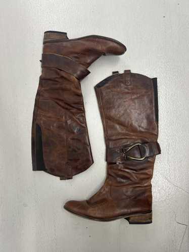 Designer Genuine Leather Brown Knee-High Boots wit