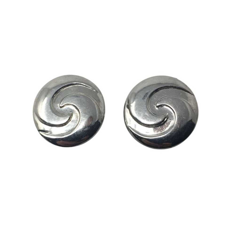 Other Womens Silver Tone Spiral Clip On Earrings - image 1