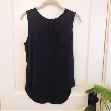 Loft LOFT Navy Mixed Media Sleeveless Top