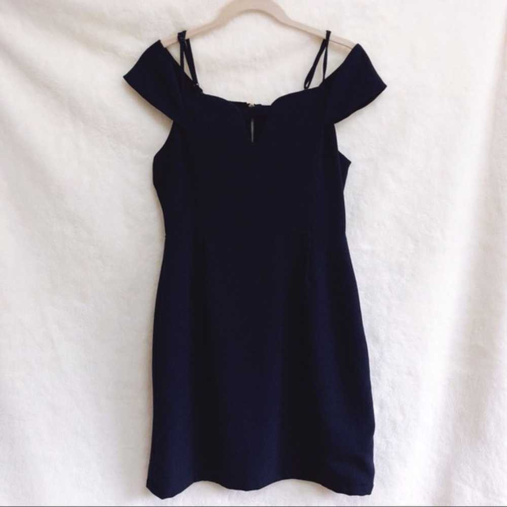 Other Storee Navy Blue Off Shoulder Strap Zip Up … - image 1