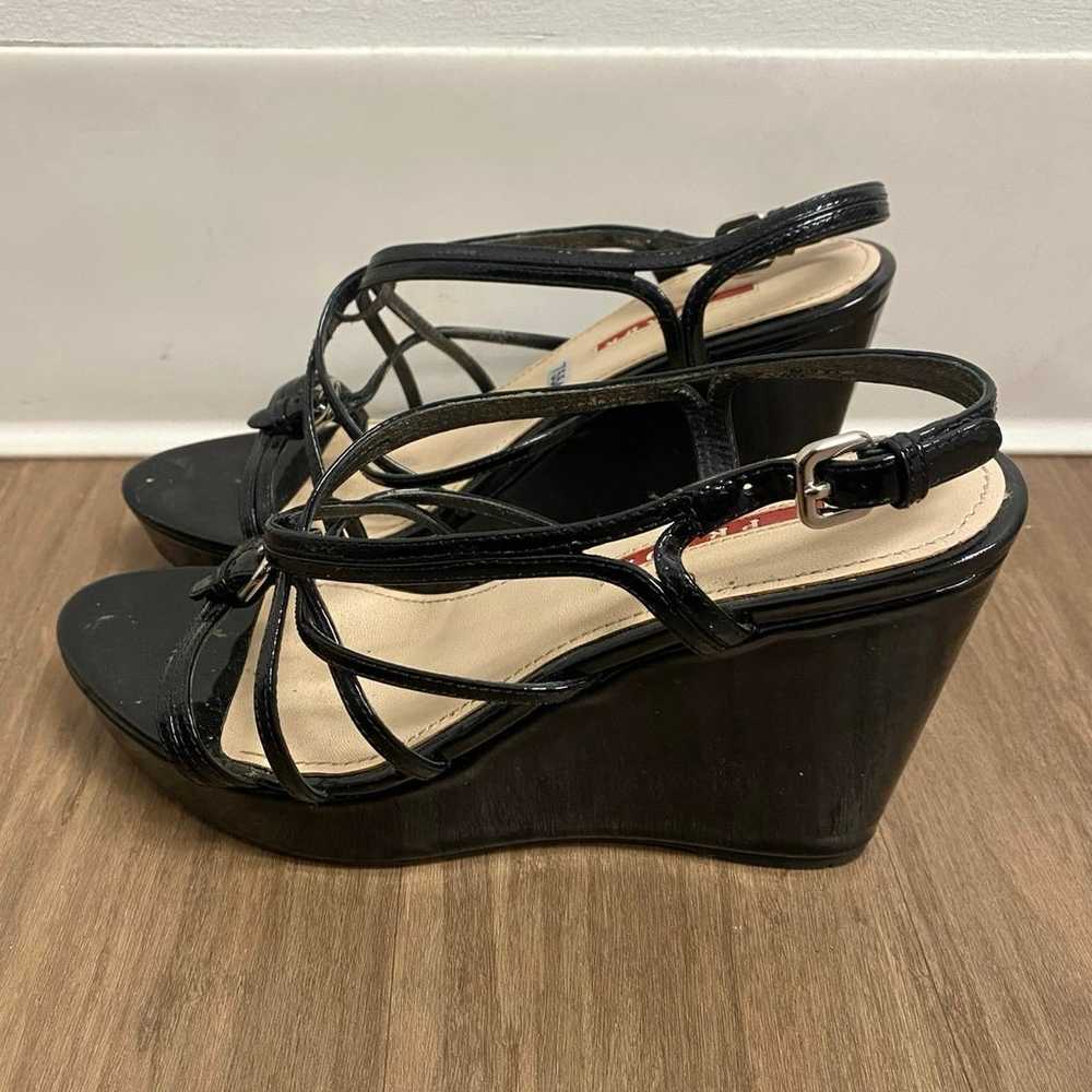 Prada Black Patent Strappy Platform Sandal Sz 39 … - image 2