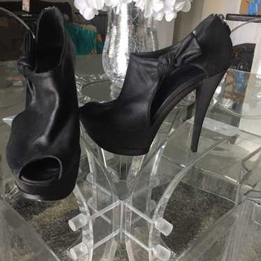 Black Casadei Peep Toe Platform Heel