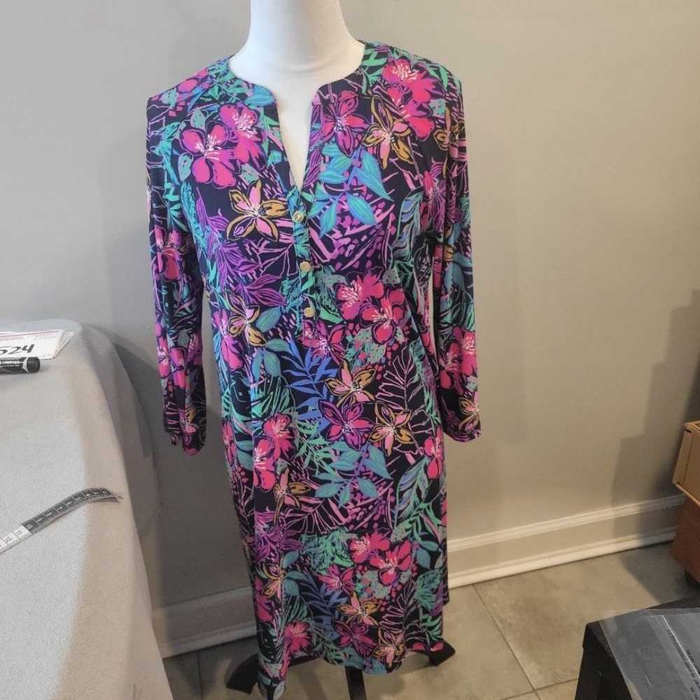 Pappagallo Floral Colorful Midi Dress Tunic Size … - image 1