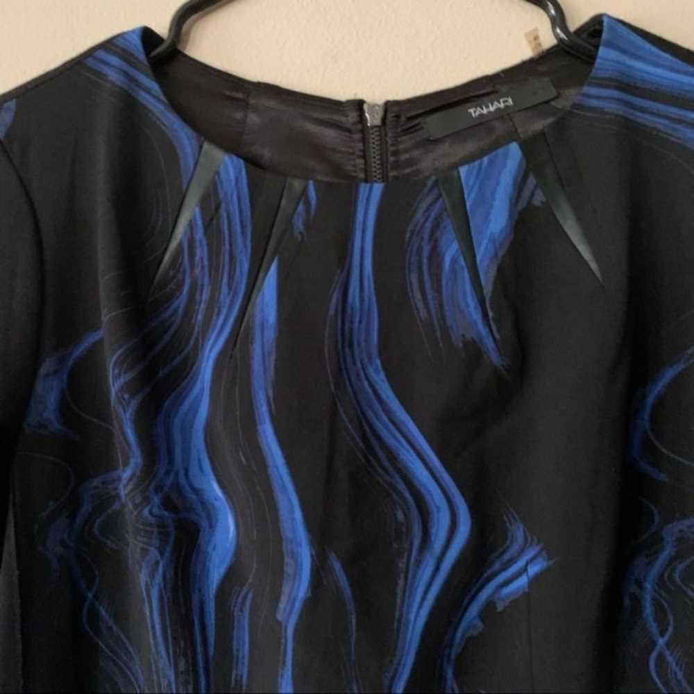 Tahari Black and Blue Abstract Watercolor Print S… - image 2