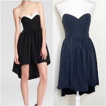 Parker Black Strapless Silk High Low Dress Size Sm