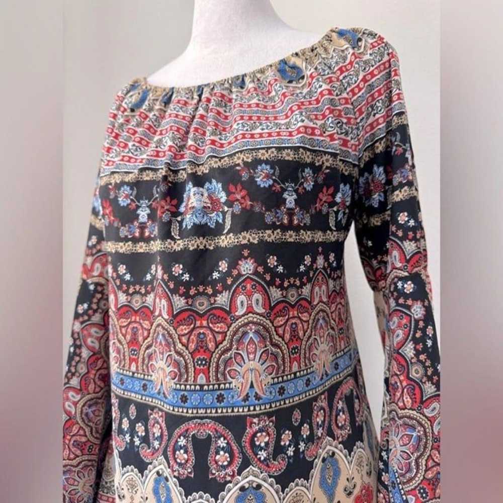 2 Hearts Paisley Print Bell Sleeve Mini Dress - image 2