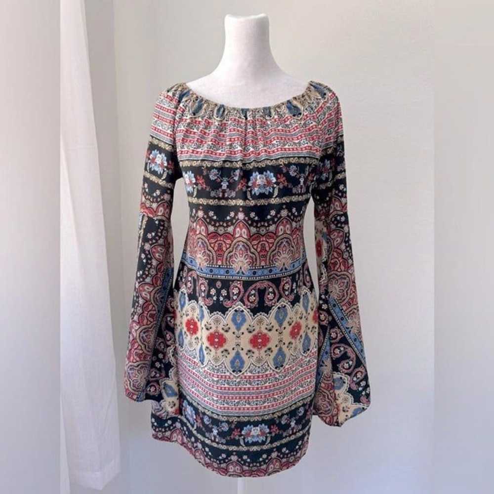 2 Hearts Paisley Print Bell Sleeve Mini Dress - image 3